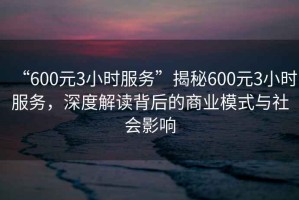 “600元3小時服務”揭秘600元3小時服務，深度解讀背后的商業模式與社會影響