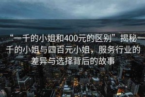 “一千的小姐和400元的區別”揭秘一千的小姐與四百元小姐，服務行業的差異與選擇背后的故事