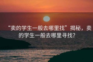“賣的學生一般去哪里找”揭秘，賣的學生一般去哪里尋找？