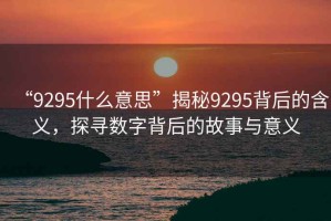 “9295什么意思”揭秘9295背后的含義，探尋數字背后的故事與意義