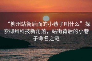 “柳州站街后面的小巷子叫什么”探索柳州科技新角落,站街背后的小巷子命名之謎 “柳州站街后面的小巷子叫什么”探索柳州科技新角落,站街背后的小巷子命名之謎