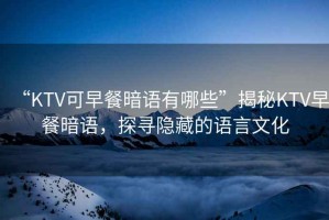 “KTV可早餐暗語有哪些”揭秘KTV早餐暗語，探尋隱藏的語言文化