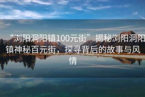 “瀏陽洞陽鎮(zhèn)100元街”揭秘瀏陽洞陽鎮(zhèn)神秘百元街,探尋背后的故事與風(fēng)情 “瀏陽洞陽鎮(zhèn)100元街”揭秘瀏陽洞陽鎮(zhèn)神秘百元街,探尋背后的故事與風(fēng)情