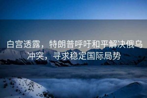 白宮透露，特朗普呼吁和平解決俄烏沖突，尋求穩定國際局勢
