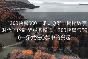 “300快餐500一條龍Q群”揭秘數字時代下的新型服務模式，300快餐與500一條龍在Q群中的興起