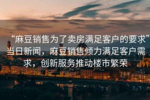 “麻豆銷售為了賣房滿足客戶的要求”當(dāng)日新聞，麻豆銷售傾力滿足客戶需求，創(chuàng)新服務(wù)推動(dòng)樓市繁榮