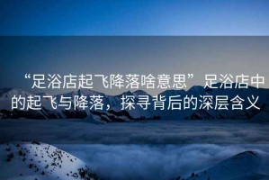 “足浴店起飛降落啥意思”足浴店中的起飛與降落，探尋背后的深層含義