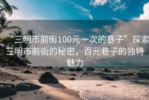 “三明市前街100元一次的巷子”探索三明市前街的秘密，百元巷子的獨特魅力
