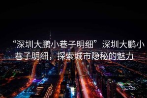 “深圳大鵬小巷子明細(xì)”深圳大鵬小巷子明細(xì)，探索城市隱秘的魅力