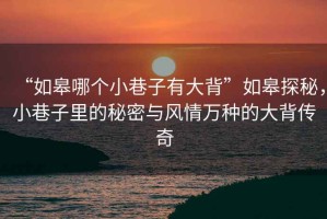 “如皋哪個小巷子有大背”如皋探秘，小巷子里的秘密與風情萬種的大背傳奇