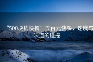 “500塊錢快餐”五百元快餐，速度與味道的碰撞