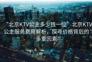 “北京KTV公主多少錢(qián)一位”北京KTV公主服務(wù)費(fèi)用解析，探尋價(jià)格背后的多重因素
