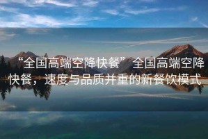 “全國高端空降快餐”全國高端空降快餐，速度與品質并重的新餐飲模式