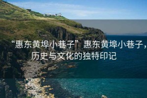 “惠東黃埠小巷子”惠東黃埠小巷子，歷史與文化的獨特印記