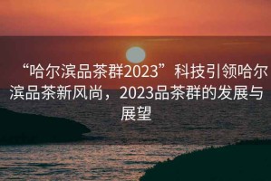 “哈爾濱品茶群2023”科技引領哈爾濱品茶新風尚，2023品茶群的發展與展望