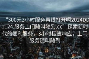 “300元3小時服務再線打開啊2024DD1124.服務上門隨叫隨到.cc”探索新時代的便利服務，3小時極速響應，上門服務隨叫隨到
