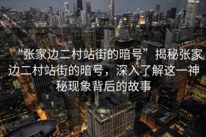 “張家邊二村站街的暗號”揭秘張家邊二村站街的暗號，深入了解這一神秘現(xiàn)象背后的故事