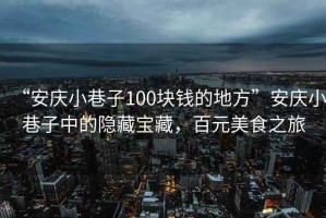 “安慶小巷子100塊錢的地方”安慶小巷子中的隱藏寶藏，百元美食之旅