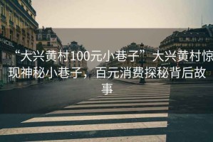 “大興黃村100元小巷子”大興黃村驚現(xiàn)神秘小巷子，百元消費探秘背后故事