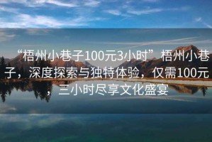 “梧州小巷子100元3小時”梧州小巷子，深度探索與獨特體驗，僅需100元，三小時盡享文化盛宴