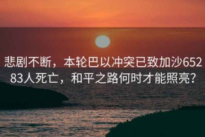 悲劇不斷，本輪巴以沖突已致加沙65283人死亡，和平之路何時才能照亮？
