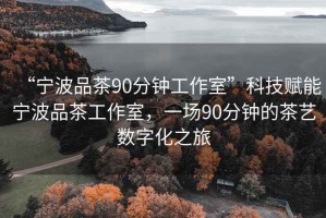 “寧波品茶90分鐘工作室”科技賦能寧波品茶工作室，一場90分鐘的茶藝數字化之旅