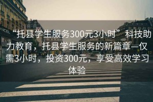 “托縣學生服務300元3小時”科技助力教育，托縣學生服務的新篇章—僅需3小時，投資300元，享受高效學習體驗