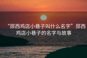 “鄖西雞店小巷子叫什么名字”鄖西雞店小巷子的名字與故事