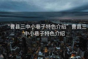 “曹縣三中小巷子特色介紹”曹縣三中小巷子特色介紹