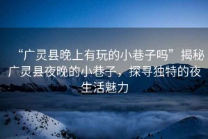 “廣靈縣晚上有玩的小巷子嗎”揭秘廣靈縣夜晚的小巷子，探尋獨(dú)特的夜生活魅力