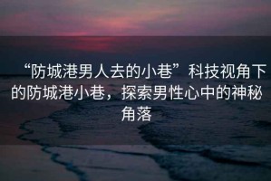 “防城港男人去的小巷”科技視角下的防城港小巷，探索男性心中的神秘角落