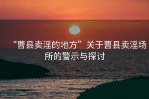 “曹縣賣淫的地方”關于曹縣賣淫場所的警示與探討