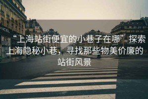 “上海站街便宜的小巷子在哪”探索上海隱秘小巷,尋找那些物美價廉的站街風景 “上海站街便宜的小巷子在哪”探索上海隱秘小巷,尋找那些物美價廉的站街風景