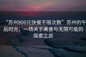 “蘇州800元快餐不限次數”蘇州的午后時光，一場關于美食與無限可能的探索之旅