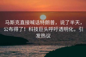 馬斯克直接喊話特朗普，說了半天，公布得了！科技巨頭呼吁透明化，引發(fā)熱議