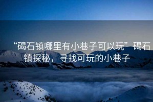 “碣石鎮哪里有小巷子可以玩”碣石鎮探秘，尋找可玩的小巷子