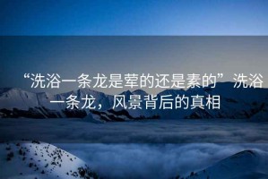 “洗浴一條龍是葷的還是素的”洗浴一條龍，風(fēng)景背后的真相