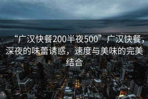 “廣漢快餐200半夜500”廣漢快餐，深夜的味蕾誘惑，速度與美味的完美結(jié)合