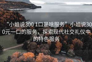 “小姐說300 1口是啥服務”小姐說300元一口的服務，探索現代社交禮儀中的特色服務