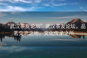 “武漢茶友論壇”武漢茶友論壇，品茗交流之地，文化傳承之所