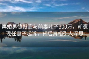 再婚男慷慨贈與前妻兒子300萬，卻遭現任妻子起訴，背后真相引人深思