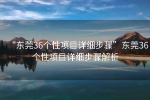 “東莞36個性項目詳細步驟”東莞36個性項目詳細步驟解析