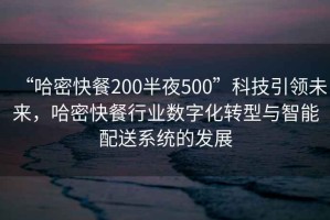 “哈密快餐200半夜500”科技引領未來，哈密快餐行業數字化轉型與智能配送系統的發展
