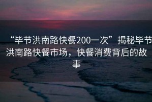 “畢節(jié)洪南路快餐200一次”揭秘畢節(jié)洪南路快餐市場(chǎng)，快餐消費(fèi)背后的故事
