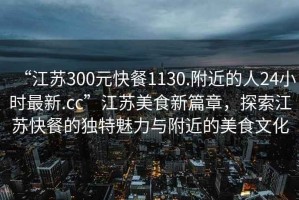“江蘇300元快餐1130.附近的人24小時最新.cc”江蘇美食新篇章，探索江蘇快餐的獨特魅力與附近的美食文化