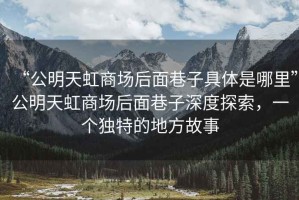“公明天虹商場后面巷子具體是哪里”公明天虹商場后面巷子深度探索，一個獨特的地方故事