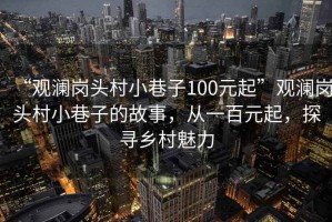 “觀瀾崗頭村小巷子100元起”觀瀾崗頭村小巷子的故事，從一百元起，探尋鄉(xiāng)村魅力