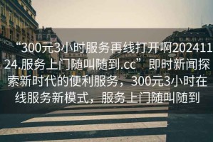 “300元3小時服務再線打開啊20241124.服務上門隨叫隨到.cc”即時新聞探索新時代的便利服務，300元3小時在線服務新模式，服務上門隨叫隨到