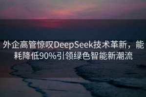 外企高管驚嘆DeepSeek技術革新，能耗降低90%引領綠色智能新潮流