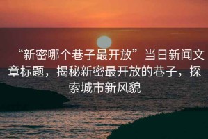 “新密哪個巷子最開放”當(dāng)日新聞文章標(biāo)題，揭秘新密最開放的巷子，探索城市新風(fēng)貌